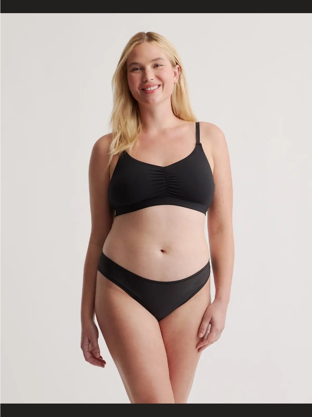 NWOT Quince Women’s M Micromodal Ruched Bralette 2 Pack Black